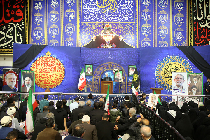 بزرگداشت شهید لاریجانی و وداع با پیکر مطهر شهید کیارش در حرم بانوی کرامت