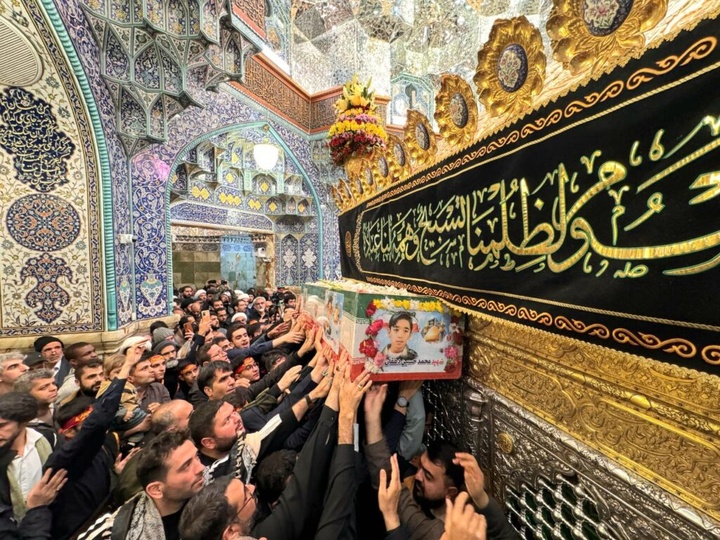 وداع با شهید دانش‌آموز محمدحسین دهقان در حرم بانوی کرامت