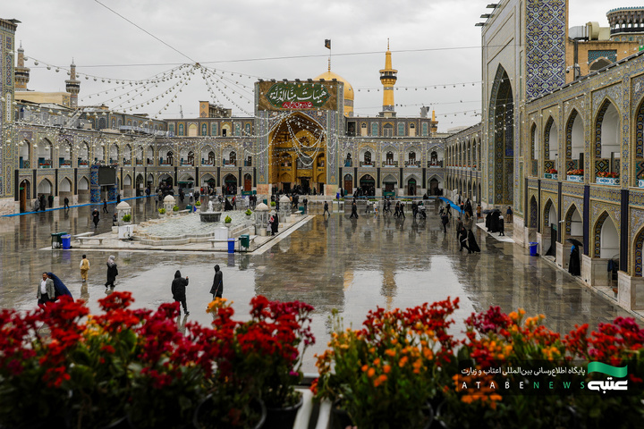 بارش باران بهاری در حرم مطهر رضوی