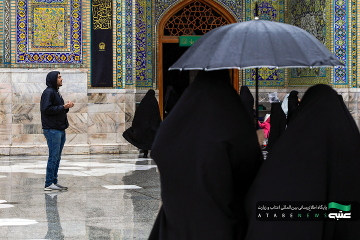 بارش باران بهاری در حرم مطهر رضوی
