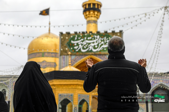 بارش باران بهاری در حرم مطهر رضوی