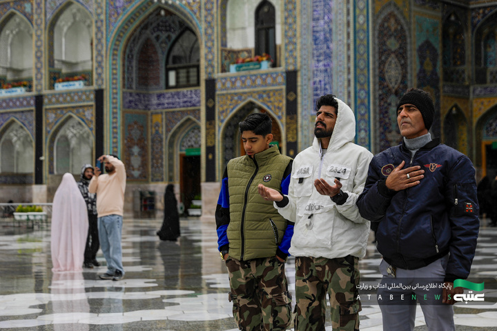 بارش باران بهاری در حرم مطهر رضوی