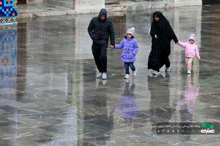 بارش باران بهاری در حرم مطهر رضوی