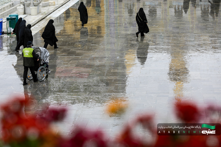 بارش باران بهاری در حرم مطهر رضوی