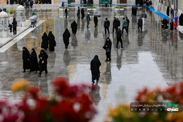 بارش باران بهاری در حرم مطهر رضوی
