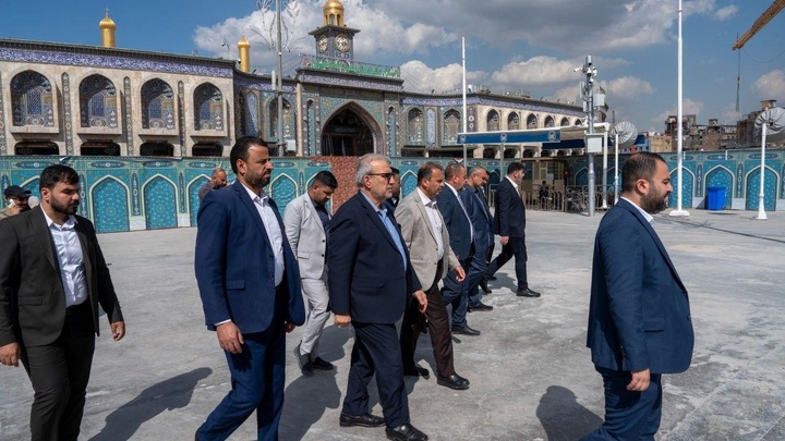 الامين العام للعتبة الحسينية يطلع ميدانيا على سير العمل في مشروع صحن الامام الحسن المجتبى(عليه السلام)