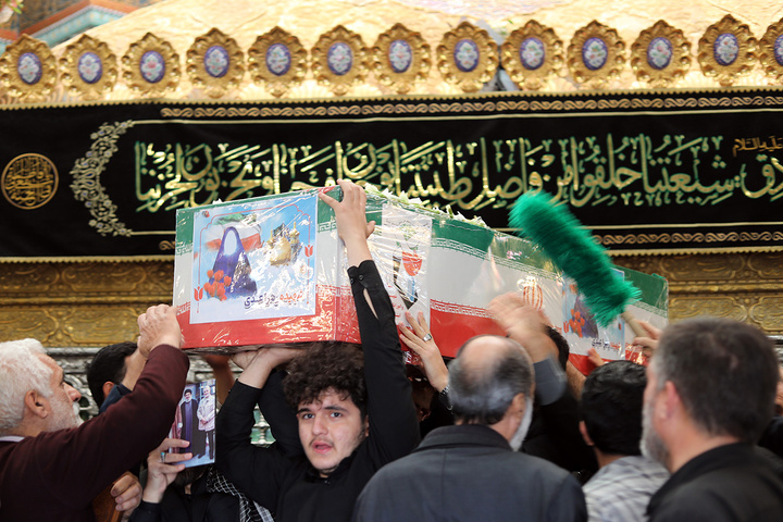 شکوه جمعیت حاضر در تشییع شهدای حمله دشمن به منطقه هنرستان قم