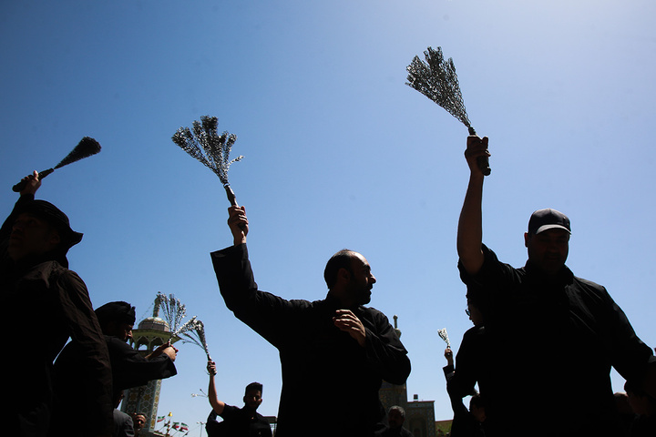 عرض ارادت دسته‌جات عزاداری امام صادق (ع) در حرم بانوی کرامت