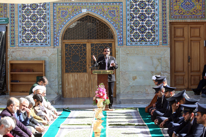 آیین خطبه‌خوانی اصحاب رسانه و کارکنان سپاه قم به مناسبت دهه کرامت