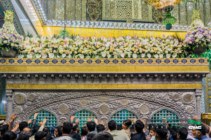 گل آرایی ضریح مطهر رضوی در دهه کرامت