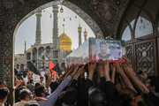 تشییع باشکوه بسیجی شهید مدافع امنیت در حرم بانوی کرامت