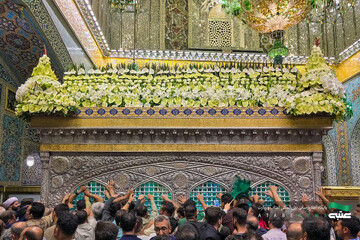 گل‌آرایی ضریح مطهر امام رضا(ع) به مناسبت عید غدیر