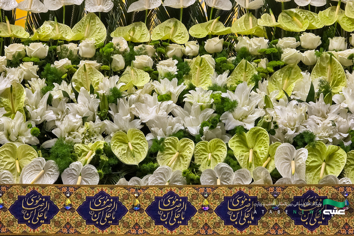 گل‌آرایی ضریح مطهر امام رضا(ع) به مناسبت عید غدیر