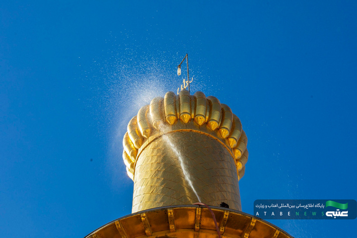 شست‌وشوی گنبد مطهر امام حسین(ع) در آستانه ماه محرم