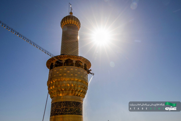 شست‌وشوی گنبد مطهر امام حسین(ع) در آستانه ماه محرم