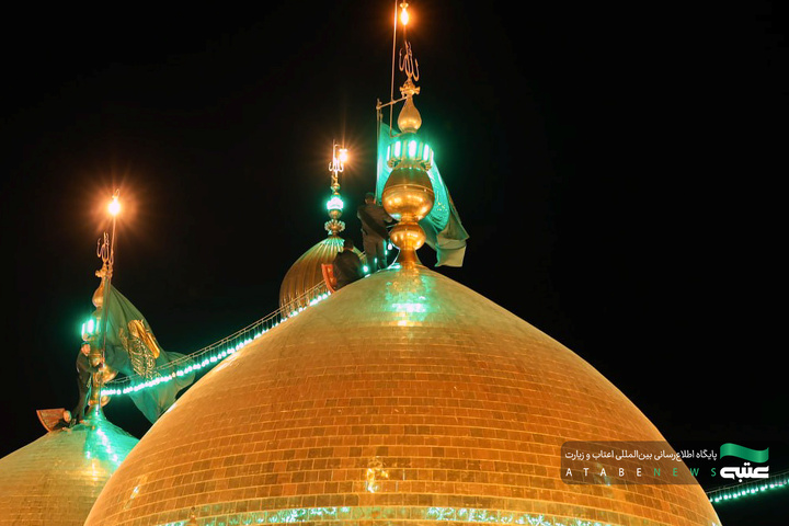 حرم مطهر کاظمین(ع) سیاه‌پوش عزای سیدالشهدا(ع) شد