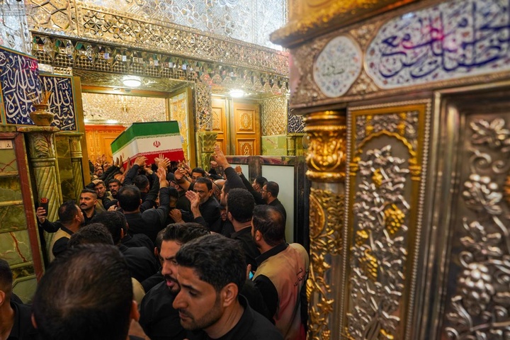 تشییع پیکر خانواده رهبر شهید در حرم امیرالمؤمنین(علیه السلام)