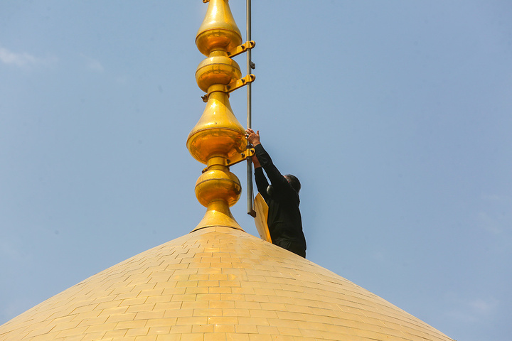 پرچم گنبد منور بانوی کرامت سبز شد
