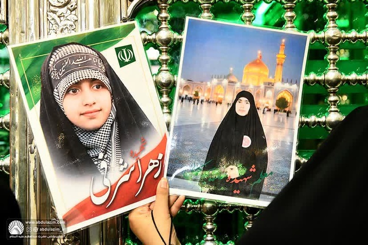 تشرف جمعی از خانواده‌های شهدای مدرسه شجره طیبه میناب به حرم مطهر حضرت عبدالعظیم(ع)