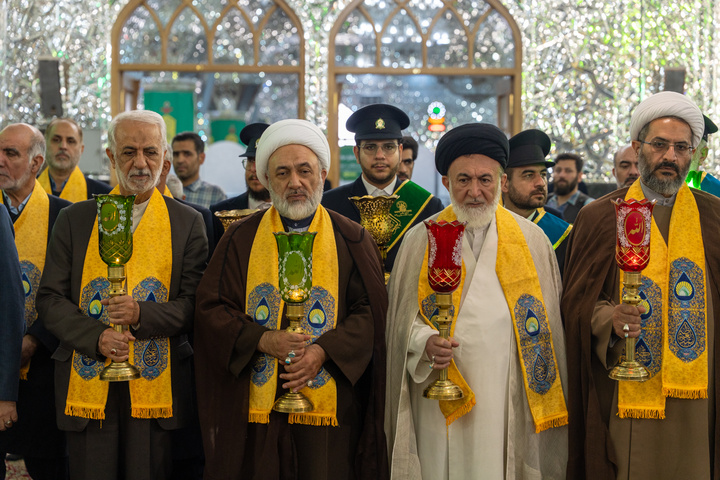 آیین خطبه‌خوانی میلاد حضرت عبدالعظیم(ع) با حضور خادمان حرم بانوی کرامت