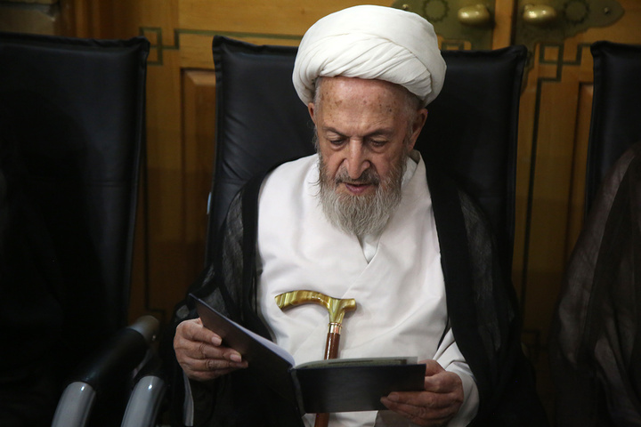 بزرگداشت آیت‌الله اعظمی شبیری زنجانی از سوی رهبر معظم انقلاب در حرم بانوی کرامت
