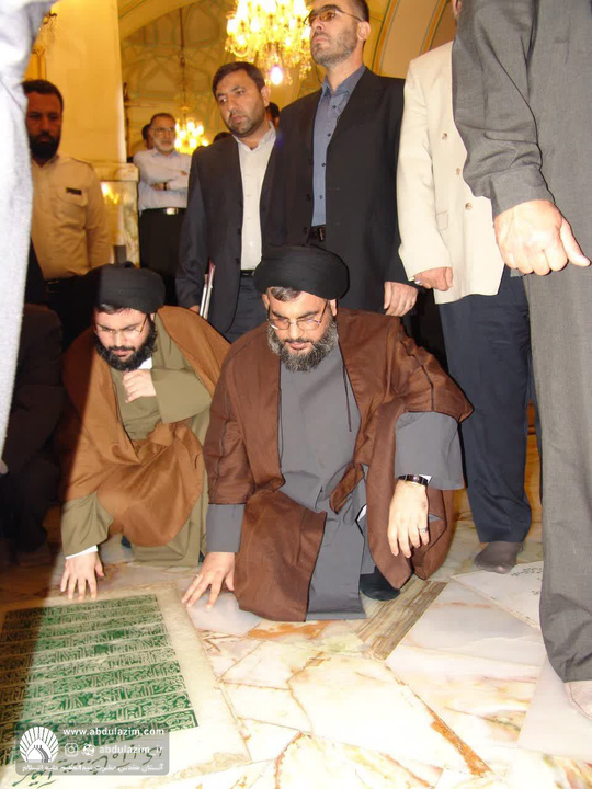 گزارش تصویری حضور سیدالشهدای مقاومت، شهید سید حسن نصرالله در حرم مطهر حضرت عبدالعظیم در سال 1384